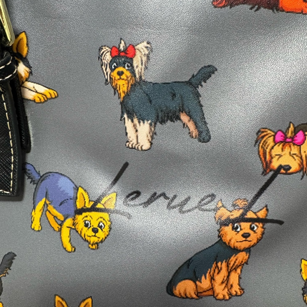 Lerue L Yorkie Terrier Handbag Tote Cute Dogs Lined Grat With Purse And Wallet - Picture 13 of 14